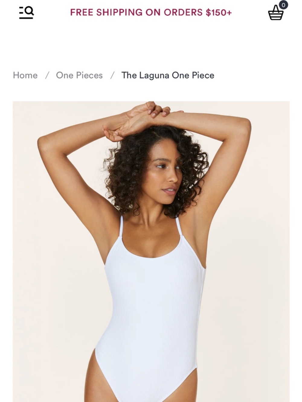 Andie Laguna White Ribbed Womens One-Piece Swimsuit